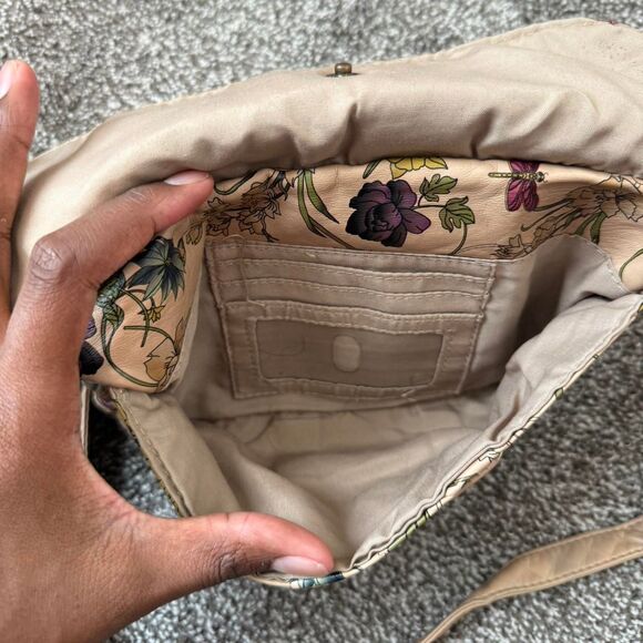 Floral Crossbody Bag Beige Botanical Print Y2K Coquette Cottagecore Purse - Picture 4 of 8